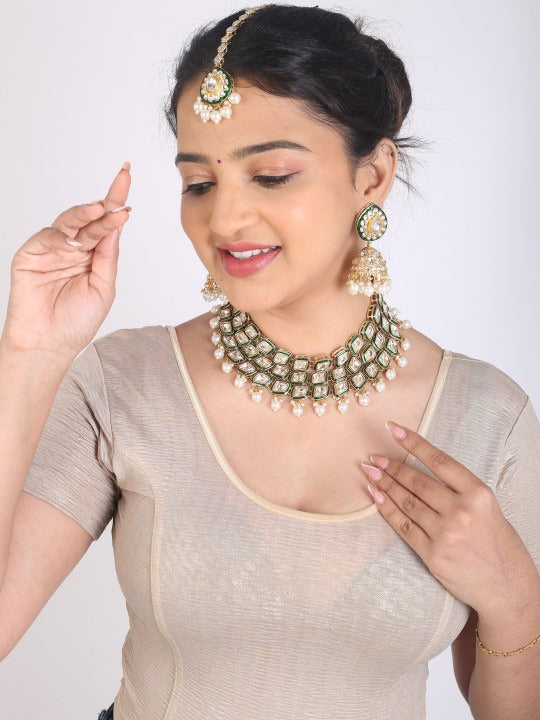 Women Alloy Gold Palated Artificial Kundan Jewellery set,SAMC