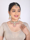 Women White & Purple Beaded & Pearl Kundan Jewellery Set,SAMC