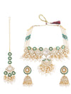 Gold-Plated Kundans Studded & Beaded Jewellery Set,SAMC