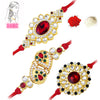 Rakhi Gold Plated Floral Rakhi with Roli Chawal and Raksha Bandhan Greeting Card For Men