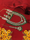 Gold-Plated Kundan-Studded & Beaded Necklace With Earrings And Mangtikka,SAMC