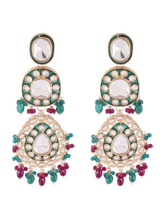 Gold-Plated Kundan Studded Jewellery Set,SAMC