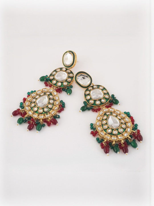 Gold-Plated Kundan Studded Jewellery Set,SAMC