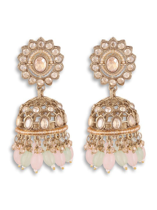 Women Gold-Plated Ethnic Kundan Studded Jewellery Set,SAMC