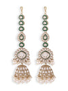 Women White & Green Gold-Plated Kundan Studded Jewellery Set,SAMC